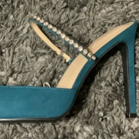Nine West Woman Mule Teal with rhinestones - Picture 6 of 6